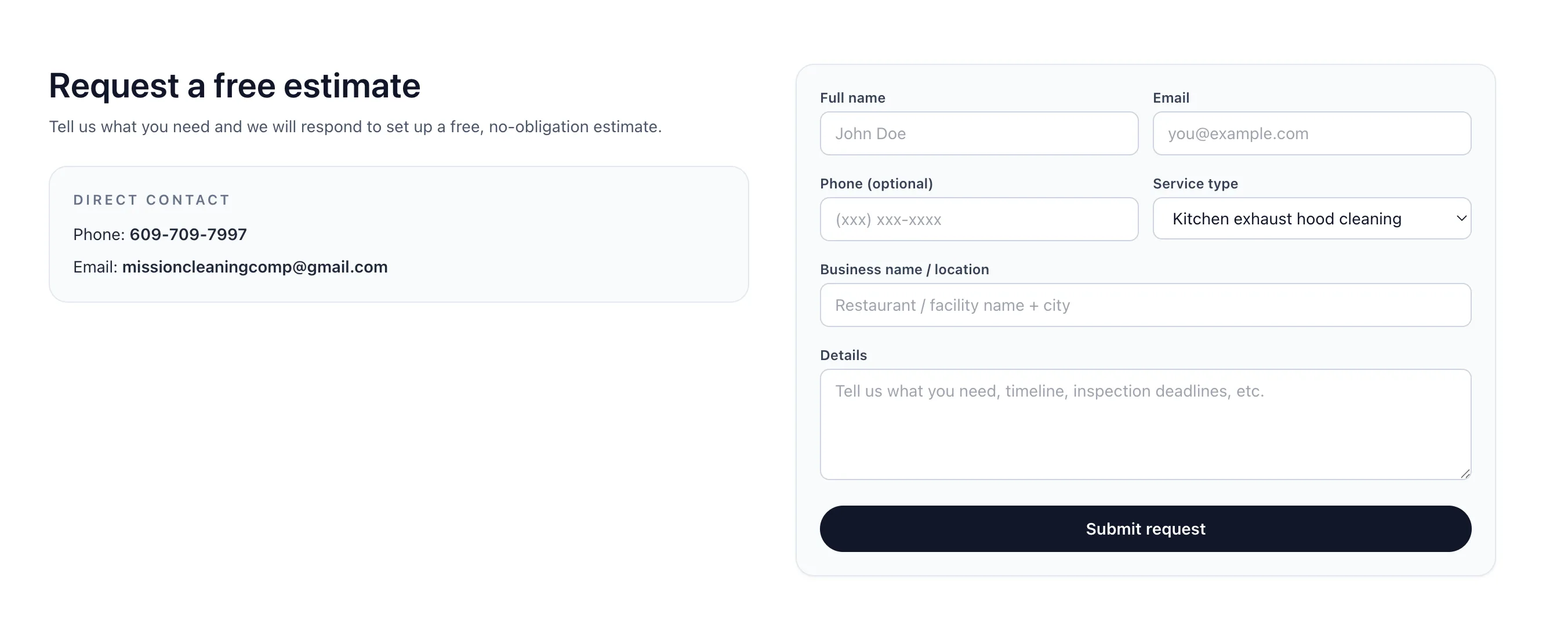 Mission Cleaning Company screenshot 2